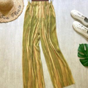 Silky Pleated Tie Dye Palazzo Wide Leg Pant